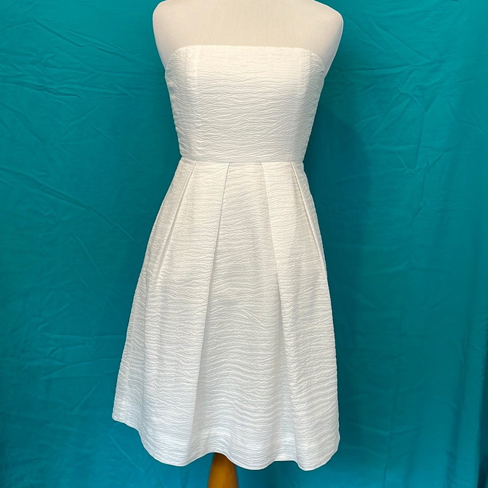 0p jcrew white strapless dress, fully lined